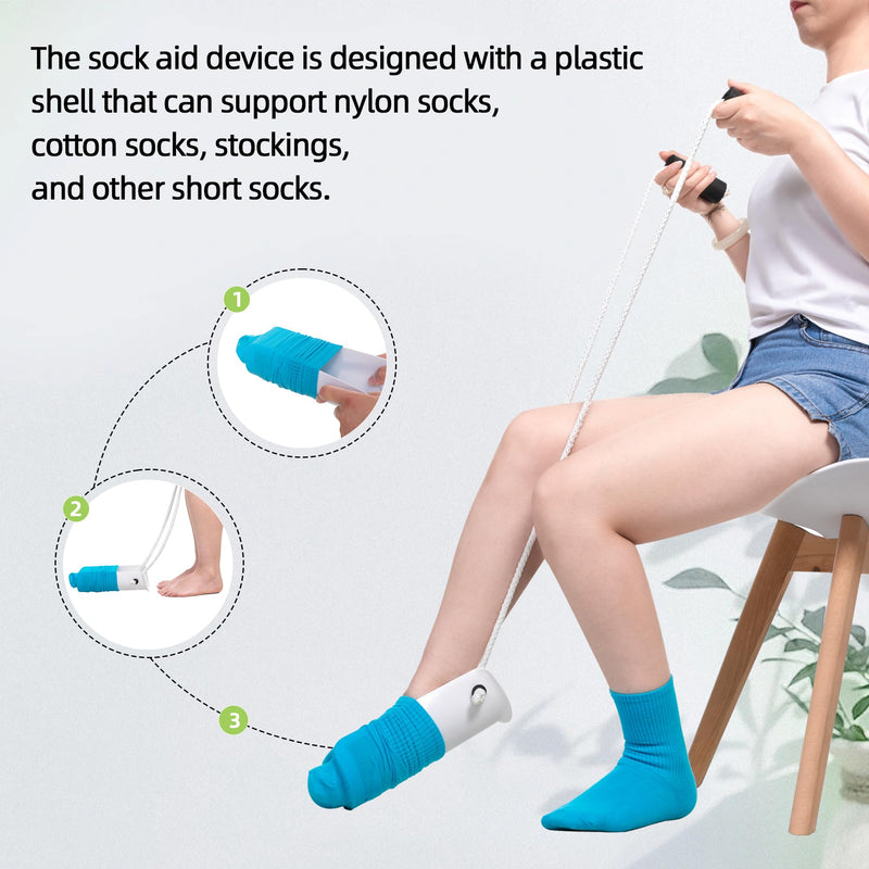 [Australia] - Sock Aid Device for Seniors, Easy On Easy Off Device for Putting On Socks and Removing Socks Or Stockings, Sock Assistant Device No Bending, Sock Puller Aid for Men and Women with Limited Mobility 