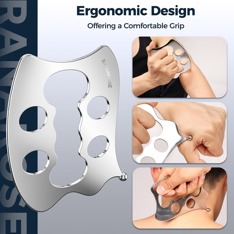 [Australia] - 3 Pack Stainless Steel Guasha Tool, Muscle Scraper Tools for Full-Body Massage, Muscle Relief, Physical Therapy & Myofascial Release L3 