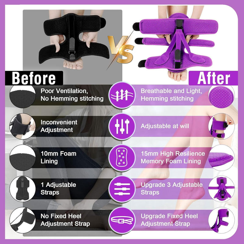 [Australia] - Plantar Fasciitis Night Splint-Upgrade 3 Adjustable Planter Facetious Relief Brace,Plantar Fasciitis Relief Women Men Straps,Support Relief Foot Drop Achilles Tendonitis Day Night(Purple-1PC) Purple 1PC 