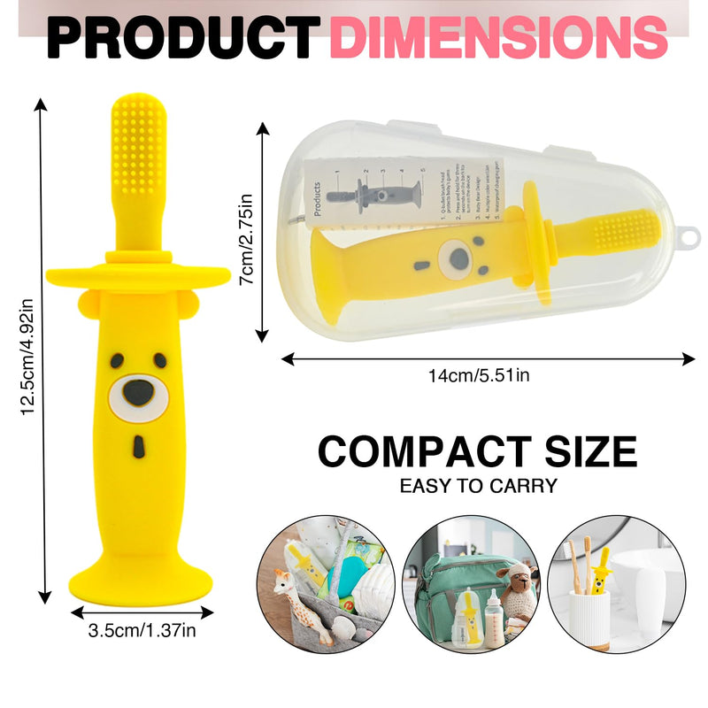 Instant Teething Relief & Gum Massage for Babies, Music Only The Baby Can Hear, BPA-Free Silicone with Soothing Vibrations, Electric Baby Toothbrush, infant Teether, Safe & Rechargeable, 9–36 Months Yellow 1 Count (Pack of 1)