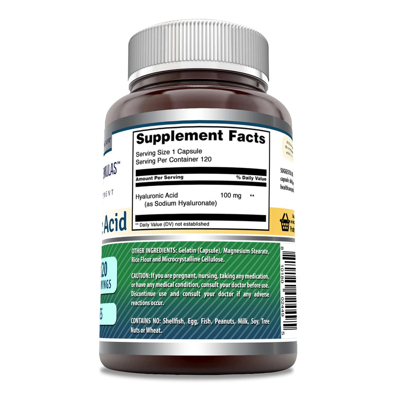 [Australia] - Amazing Formulas Hyaluronic Acid 100 Mg Capsules Supplement | Non-GMO | Gluten Free | Made in USA (1 Pack, 120 Count) 1 Count (Pack of 1) 