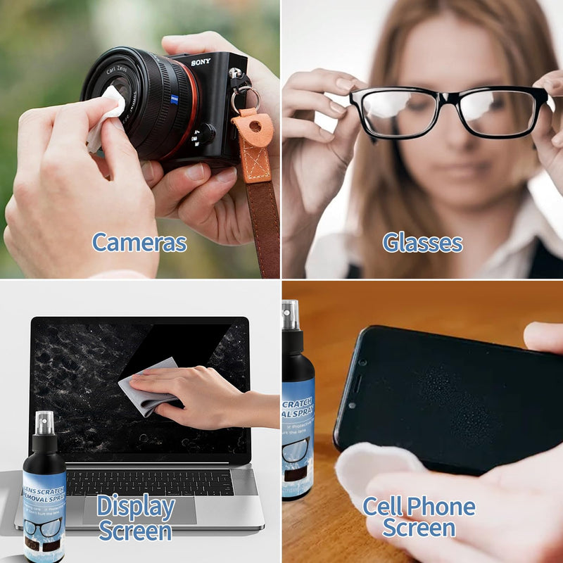 New Lens Scratch Remover,Repair Lens Glass Grinding Scratch, Scratch Remover for Eyeglasses，Glasses Cleaner Spray for Eyeglasses, Sunglasses, Camera Lens, Screens, Smartphones. (2) 2