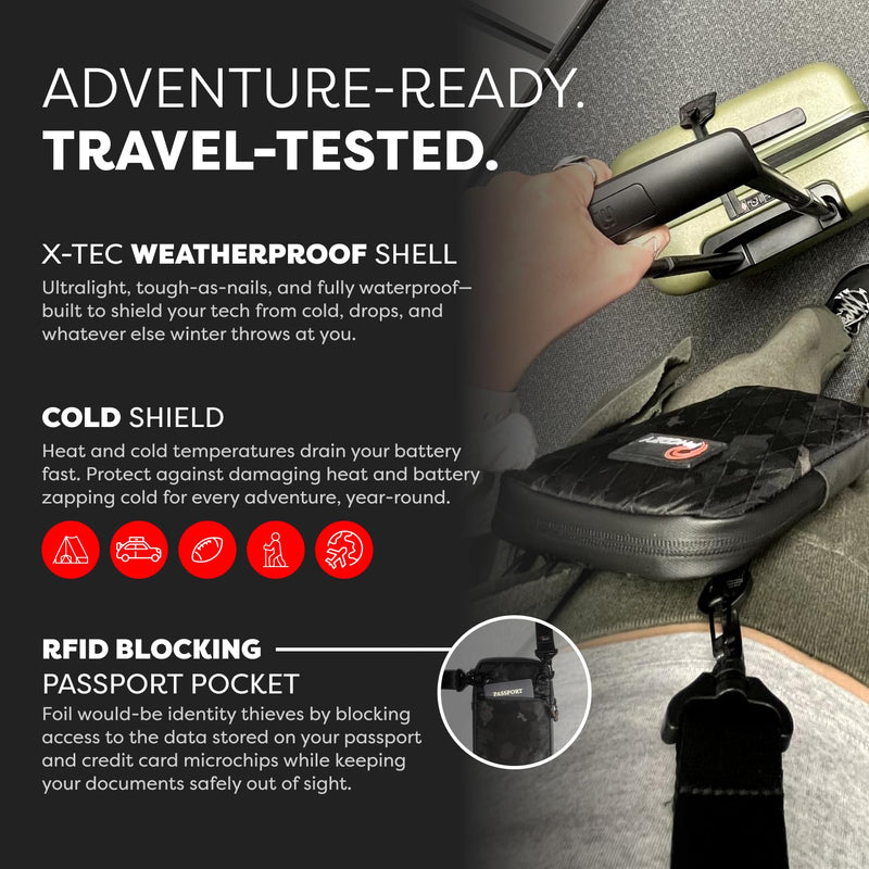 PHOOZY Orion Thermal Phone Pouch with NASA Insulation Technology - Insulated Case for Cold Weather Extends Battery Life 4X - Sauna Protector for Heat and Extreme Conditions - Black Camo
