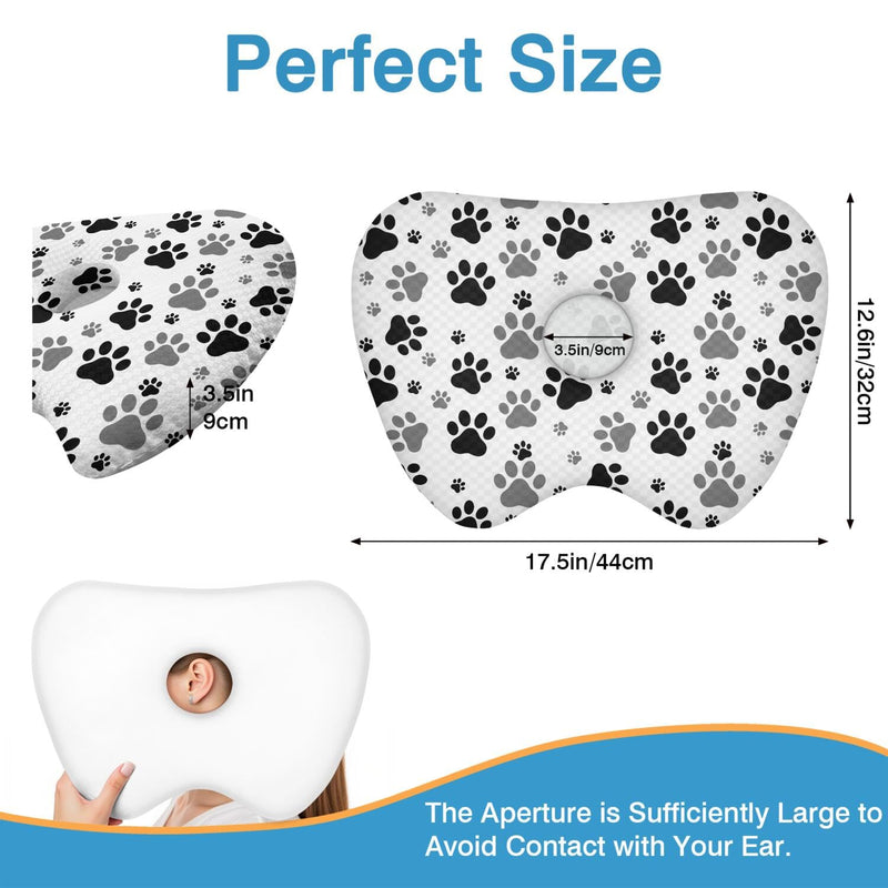 [Australia] - Ear Piercing Pillow with Ear Hole for Side Sleeper Relief Ear Pain,Ear Pillows with Washable Cover,Washable Ear Guard Pillow,White Black 