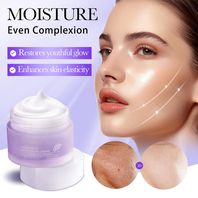 Grospe Grape Seed Face Cream - 1.76oz Anti-Aging Moisturizer with Vitamin E & Hyaluronic Acid, Deep Hydration for Dry Skin, Wrinkle Reducing Night Cream, Non-Greasy Formula for Women & Men
