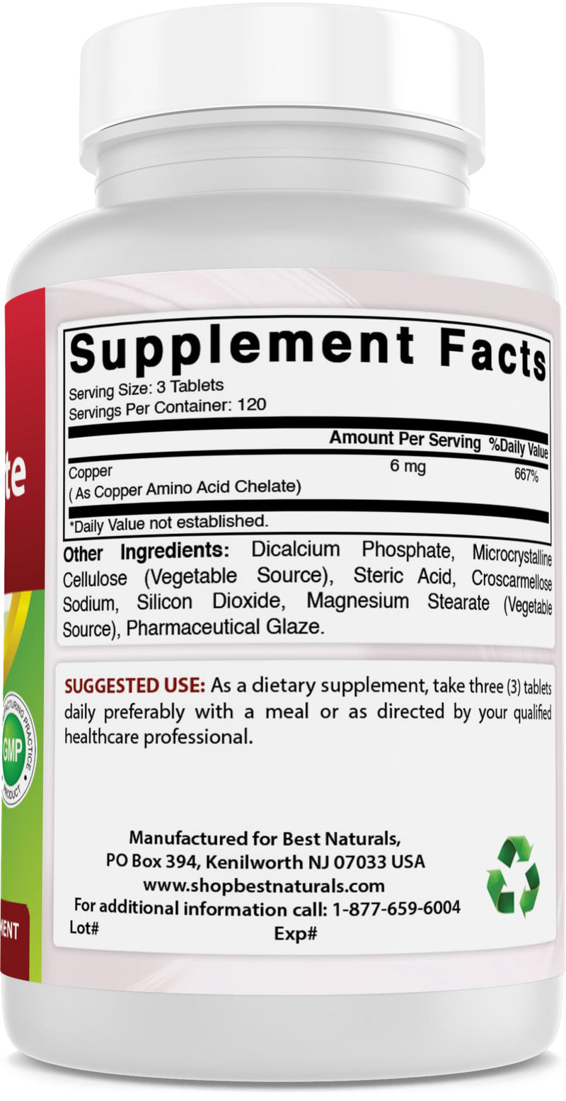 [Australia] - Best Naturals Copper Chelate 6 mg per Serving- 360 Tablets 