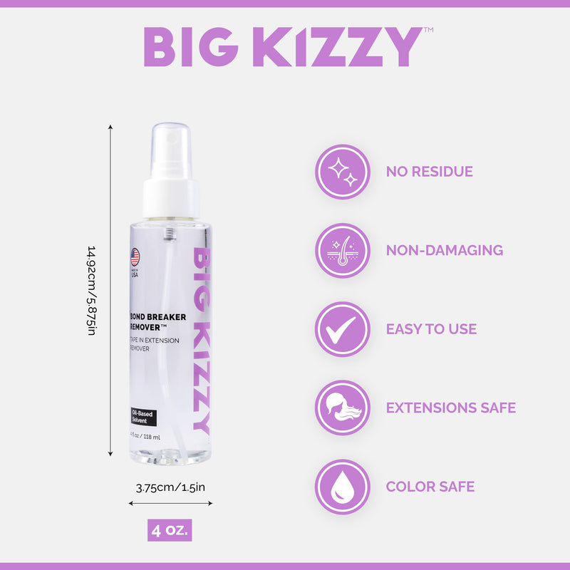 [Australia] - Big Kizzy Oil Tape in Extension Remover and Residue Remover - Gentle and Efficient Removal for Human Hair Tape in Extensions and lace Front Wigs - Bond Breaker, 4oz 