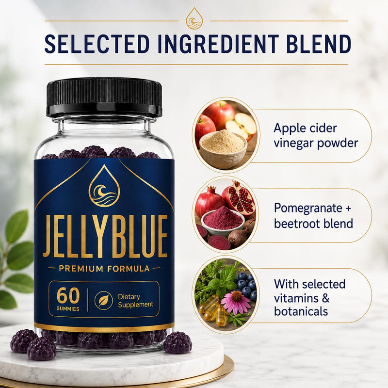 JellyBlue Gummies for Men, Daily Wellness Gummy, Natural Flavor, 60 Count