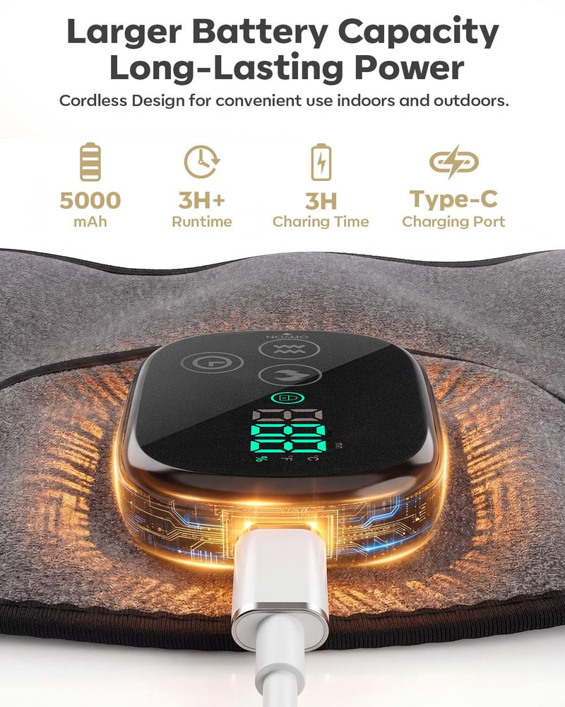 Knee Massager with 5 Heat and 5 Vibration Cordless Knee Heating Pad | Heating pad for knee 1-Pack portable heated knee massager brace with extension strap for elbow, shoulder, gift for women men 01 Grey