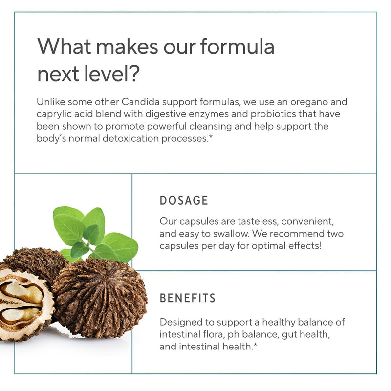 [Australia] - Premium Candida Cleanse Supplement ‚Äì Candida Support Supplement with Oregano, Caprylic Acid, Black Walnut & Probiotics ‚Äì Supports Gut Health, Digestion & Intestinal Flora - 60 Candi Support Capsules 