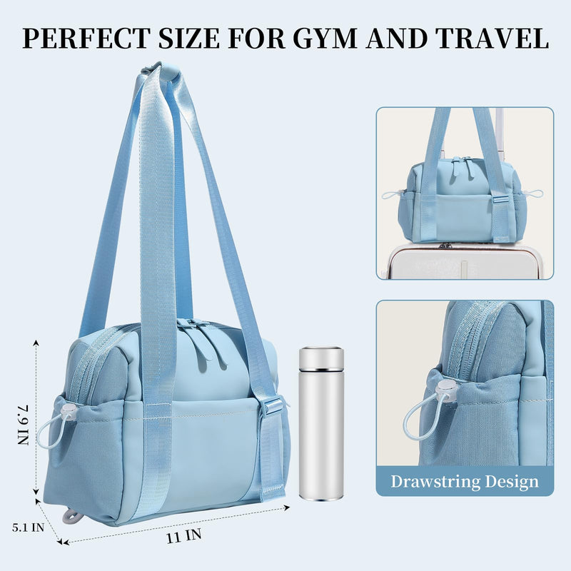 Small Gym Bag for Women Mini Gym Duffle Bag with Wet Compartment,mini duffle Tote Bag small duffle bag for Workout/Sport/Travel (Blue) Blue
