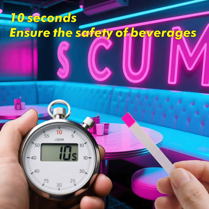 [Australia] - Spike Drink Test Strips Detector for Beverage Safety, 100 Count, 10-Second Detection, Tests for GHB and Ketamine in Beverage, Water, Wine, Cocktail, Beer, Juice etc; 