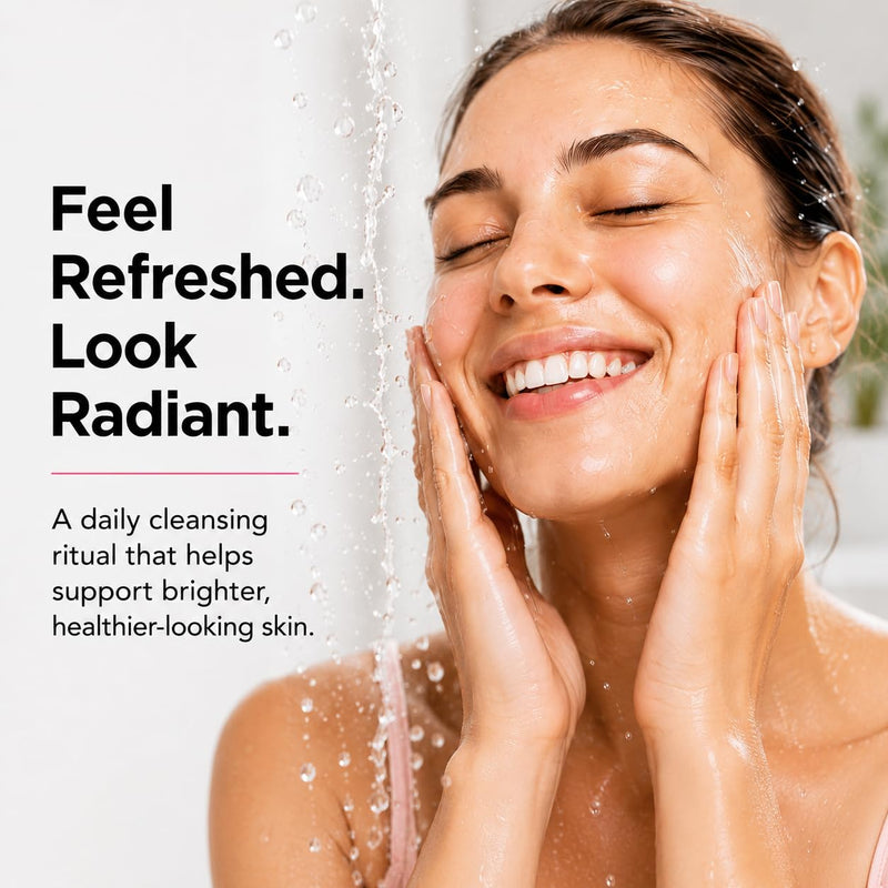 Global Beauty Care Glowing Facial Cleanser - Vitamin C Face Wash to Support Even-Looking Tone and Radiant, Brighter Skin with Niacinamide, AHA & Vitamin E, Gentle Daily Cleanser, 2.5 fl oz (1-Pack) 2.5 Fl Oz (Pack of 1)