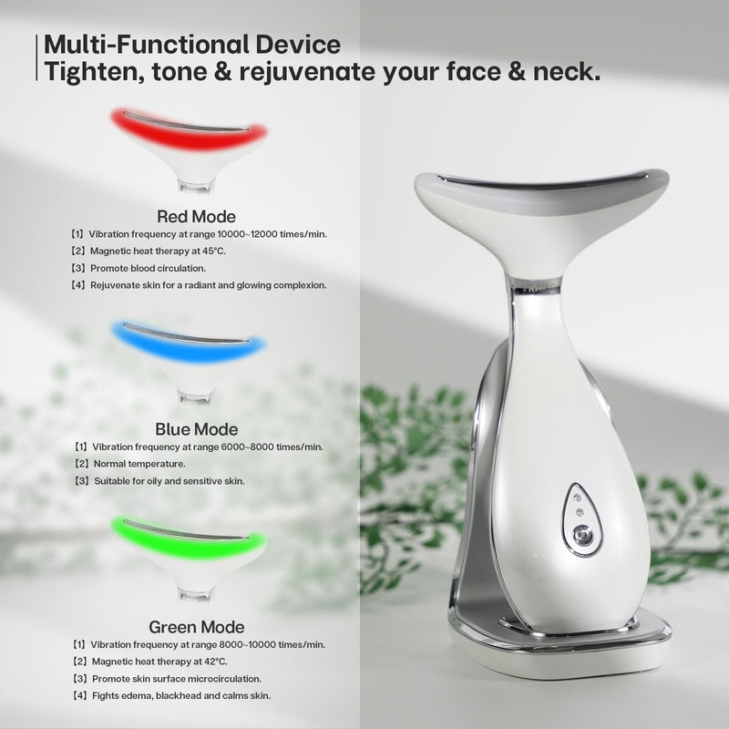 [Australia] - VRAIKO Lily Neck Face Massager, Skin Rejuvenation Beauty Massager, 3-in-1 at-Home Facial Spa Tool, Lifting, Toning and Tightening for a Radiant Appearance (Pearl White) Pearl White 