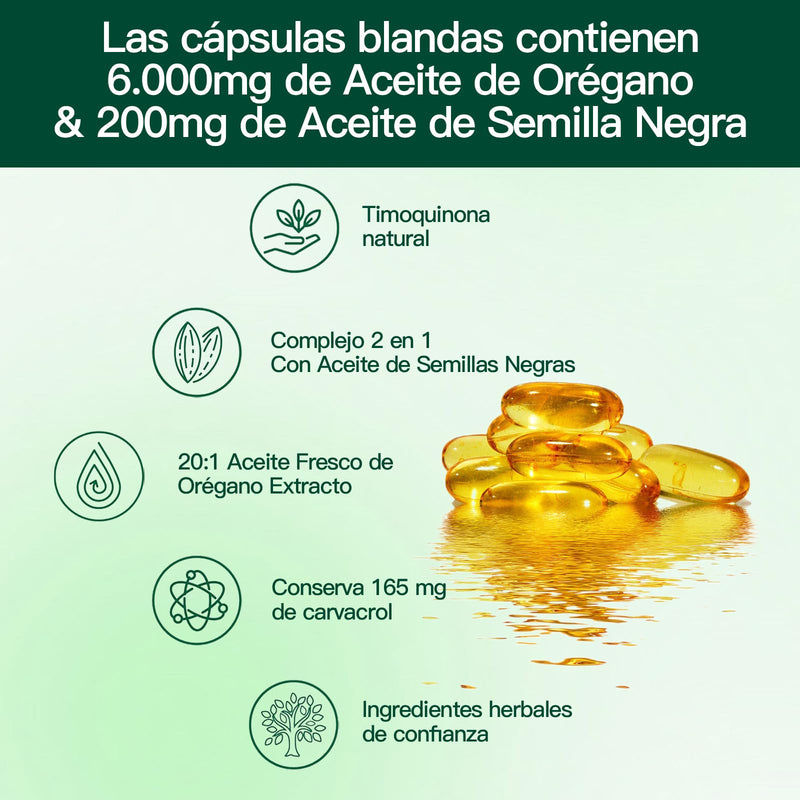 [Australia] - Oil of Oregano with Black Seed Oil, Balanced Oil of Oregano Capsules, Organic OreganoOil Softgels,Carvacrol,Thymoquinone, Non-GMO 300p/1bag 