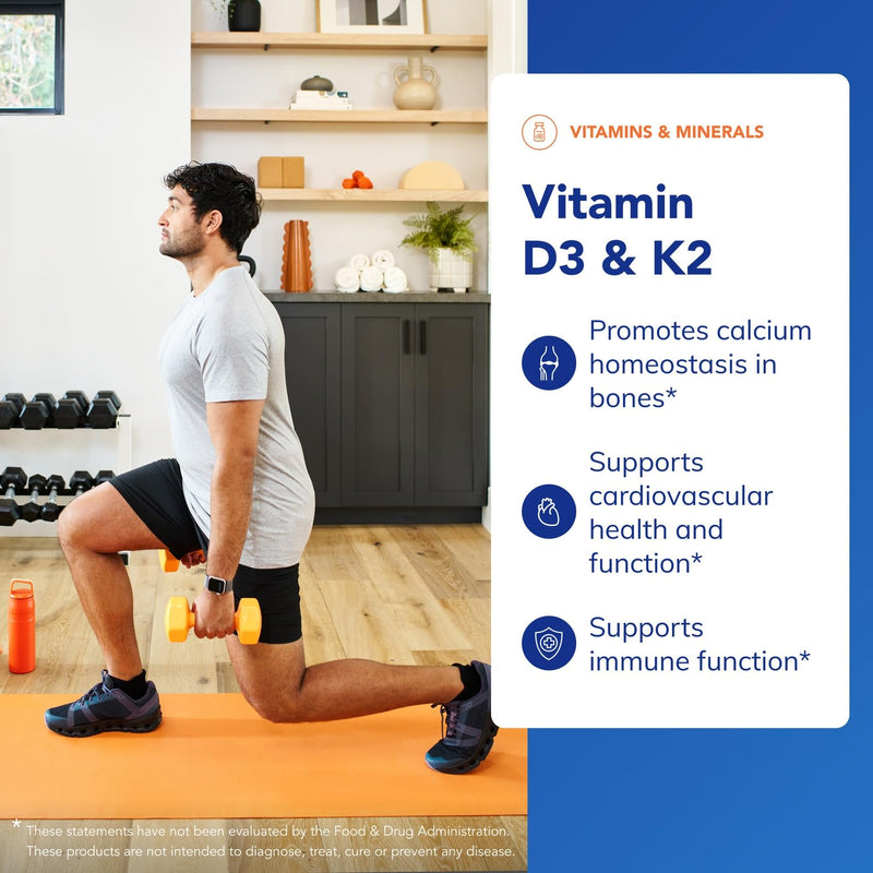 Pure Encapsulations Vitamin D3 & K2, 60 Capsules | Bone and Vascular Health Support*, Immune Function Support*, Gluten-Free, Non-GMO, with Vitamin D3 and K2 60 Count (Pack of 1)