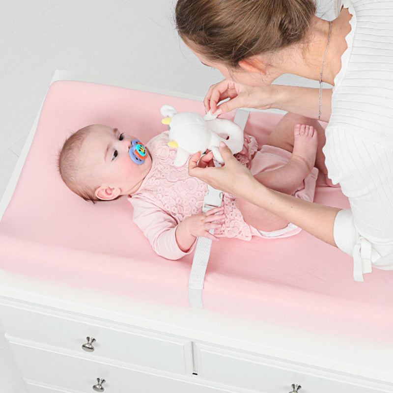 [Australia] - TILLYOU Changing Pad Cover Set in Soft Jersey Material - Fits 32"/34''x16" Contoured Pad for Babies,Peachy Pink & Lt Gray 2 Piece Assortment 2-pack Peachy Pink & Lt Gray 