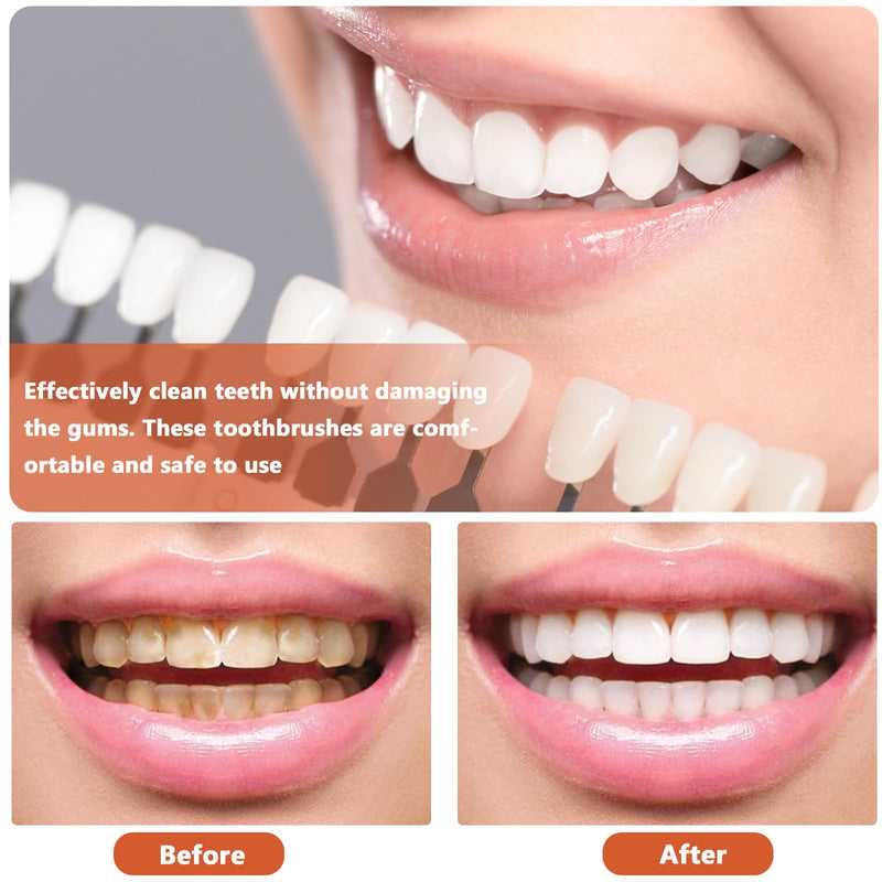 Healifty Toothbrush Cleaning Tools 4-Piece Double-Sided Denture Brush Set Multi-Layered Bristles for Effective Fake Teeth and Oral Care 6.5X1.6 Inches Orange