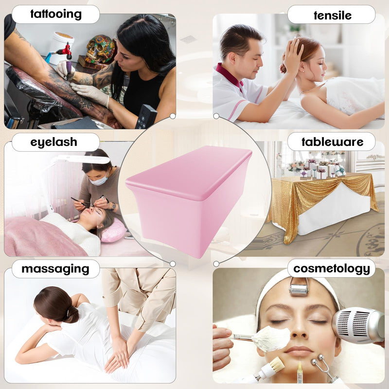 [Australia] - Pink Lash Bed Cover 6FT Vinyl Massage Table Cover Protector, Silky Reusable & Wipeable Massage Bed cover Waterproof Ultra-Durable and High Elasticity Leather Spa Bed Covers for Esthetician Pink 