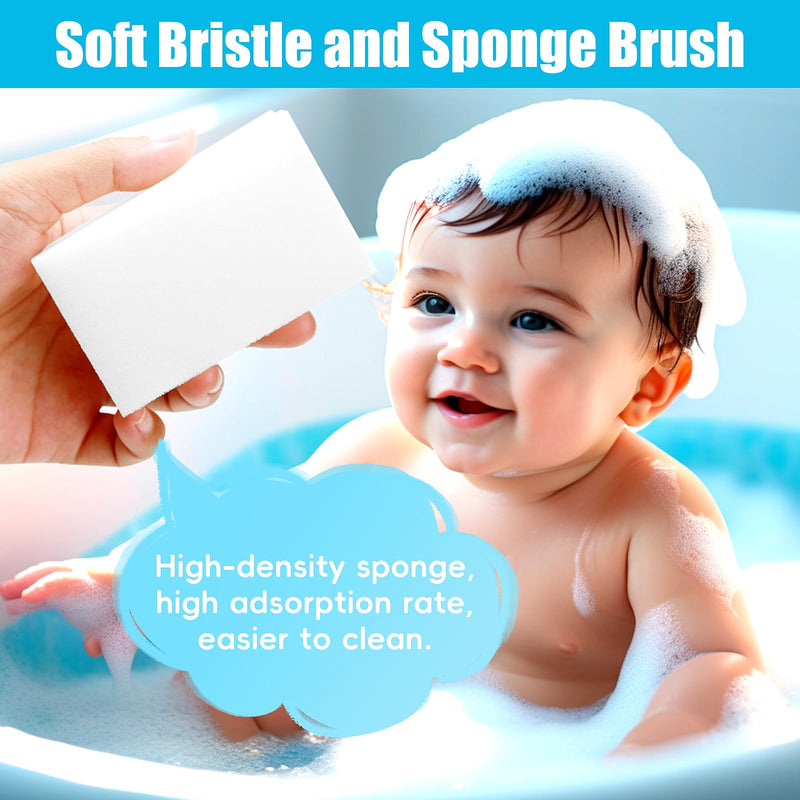 [Australia] - Cradle Cap Brush for Babies, 5Pcs Cradle Cap Treatment Set with Soft Bristle Brushes Silicone Scrubber Long Comb for Newborn Bathing Essentials Baby Brush and Comb Set (White) Long Handle Comb with Brush Set White 