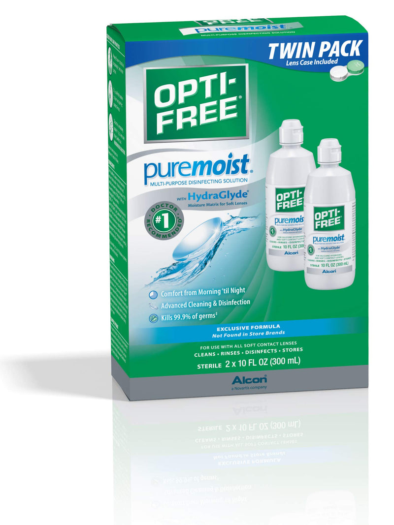 Opti-Free Puremoist Multi-Purpose Disinfecting Solution with Lens Case, 20 Fl Oz & Puremoist Rewetting Drops, 12-mL