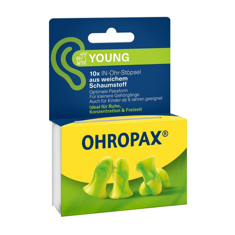 [Australia] - OHROPAX Young ear plugs - for ears with smaller ear canals - IN-ear plugs made of soft foam - sound insulation value SNR 35 dB - ideal for peace, concentration and leisure time - pack of 10 Young 10 pieces. 
