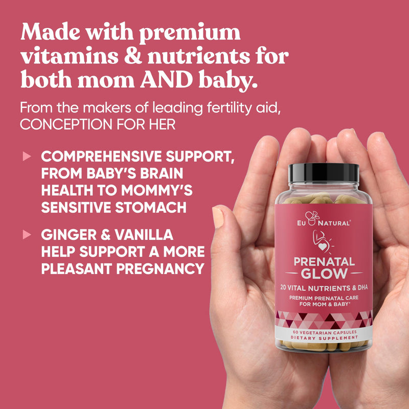[Australia] - Glow Prenatal Vitamins for Women – 20-in-1 Vital Nutrients for Healthy Pregnancy and Fetal Development – Folic Acid & Vegan DHA For Baby's Growth & A Comfortable Pregnancy – 60 Nourishing Capsules Glow Prenatal (60 Count) 
