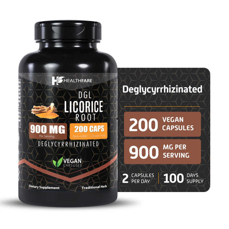 [Australia] - Ultra High Purity Licorice Root Capsules 900 mg | 200 Count | Supplement Extract | Non-GMO & Gluten Free 