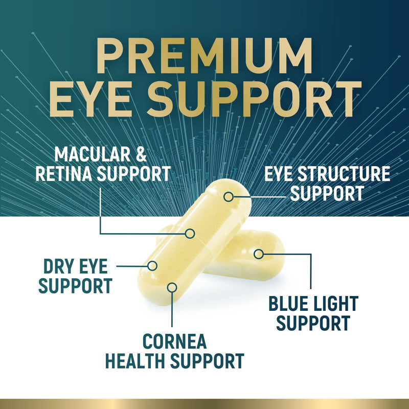 Eye Vitamins Supplements - 3x Strength Eye Health Vitamin with Lutein and Zeaxanthin - Vision Macular Health & Eyes Support With Zinc, Vitamins C E & Minerals, Bottled in USA - 60 Capsules 60 Count (Pack of 1)