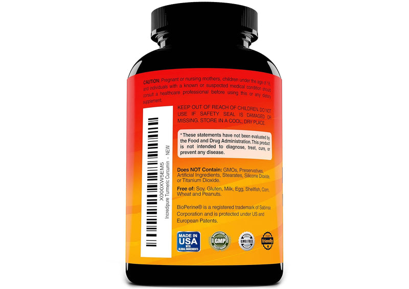 [Australia] - Turmeric Curcumin Supplement w/ BioPerine - 755mg Per Capsule, 120 Veggie Caps by Curcumin Incredipure 