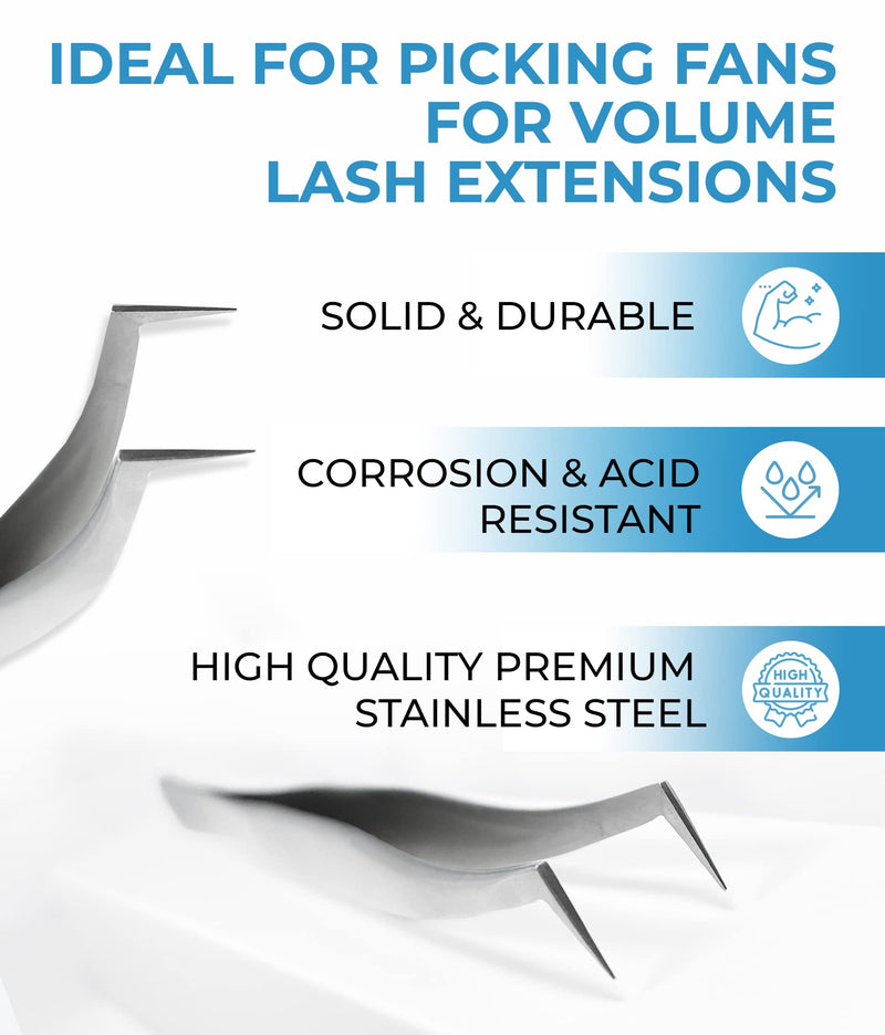 Extra Bonder & Stacy Lash STL-6 Volume L-Shaped Tweezers/Super Sealer/Prevents Adhesive Shock Polymerization/Precision Stainless Steel Tool/Angled Tips/Professional Supplies
