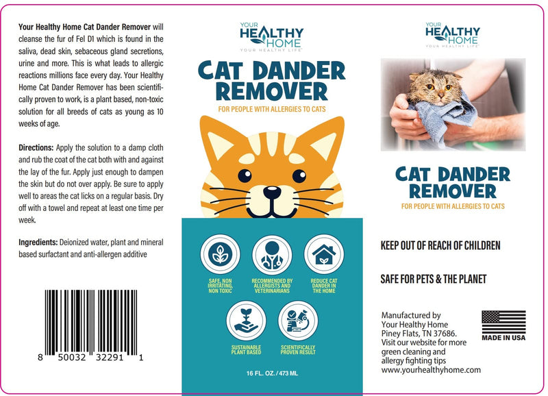 Aloe Vera Free Cat Dander Remover - Pet Dander Allergy Relief, Natural Allergy Relief for Cats and Humans|Cruelty Free & Made in USA 1 Pack - PawsPlanet Australia