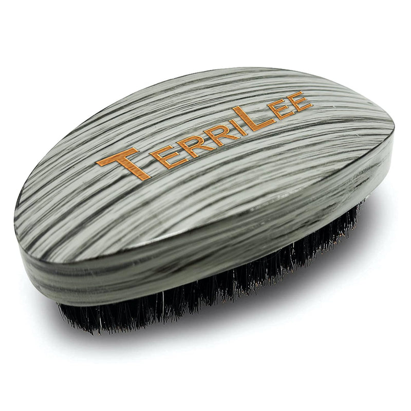 Premium Palm Wave Brush for Men 360 - Medium Hard Curved 360 Wave Hair Brushs - Made with Nature Beech & Nylon Boar Bristle Men's Hair Brush For Black Men 360 (Gery wood grain) Gery wood grain