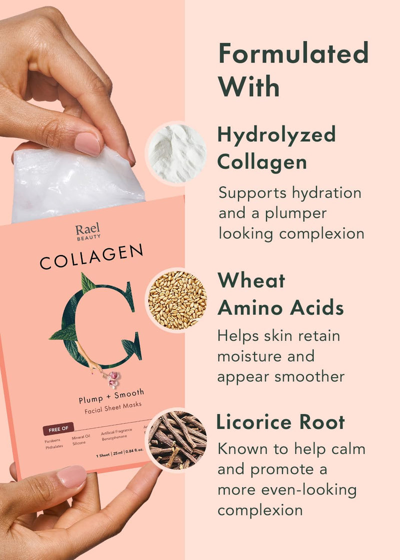 Rael Facial Masks Hydrating & Soothing Skincare Daily Beauty Essentials | Vitamin C, Collagen, Tea Tree, Moisturizing, Nourishing, Bamboo Sheets, Korean Skin Care, All Skin Types (Variety Set, 20 Ct) Variety