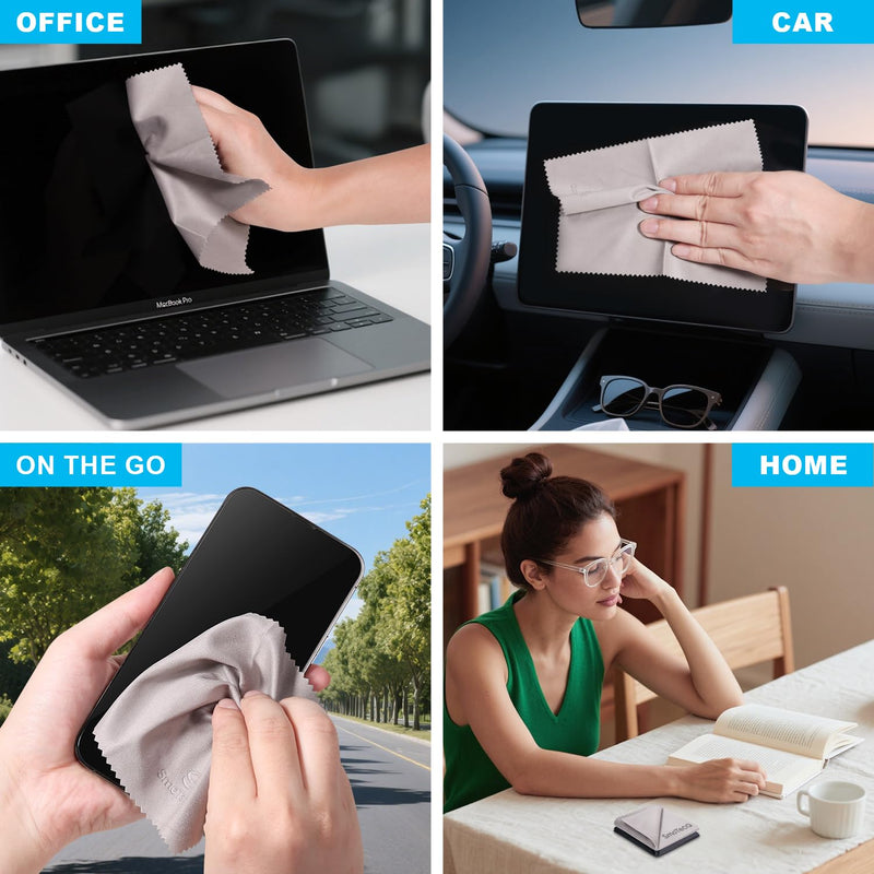 [Australia] - SmoTecQ 32-Pack Microfiber Glasses Cleaning Cloths - 7"x6" Ultra-Soft, Individually Wrapped & Reusable for Eyeglasses, Lenses, Screens & More (24 Black, 8 Gray) 