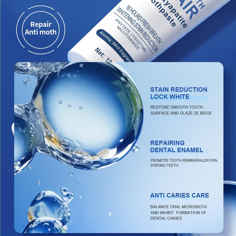 7.5% Hydroxyapatite Toothpastes for Enamel Protection & Tooth Strengthening, 7.5% Nano Hydroxyapatite Toothpaste White Tooth Repair, Fluoride-Free with Gentle Mint, Fresh Breath (2) 2