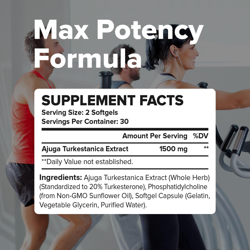 Liposomal Turkesterone Supplement - 1500mg Ajuga Turkestanica Extract, Standardized to 20% Turkesterone, Max Absorption, High Strength for Bodybuilding, No Additives, Non-GMO, 2 Package
