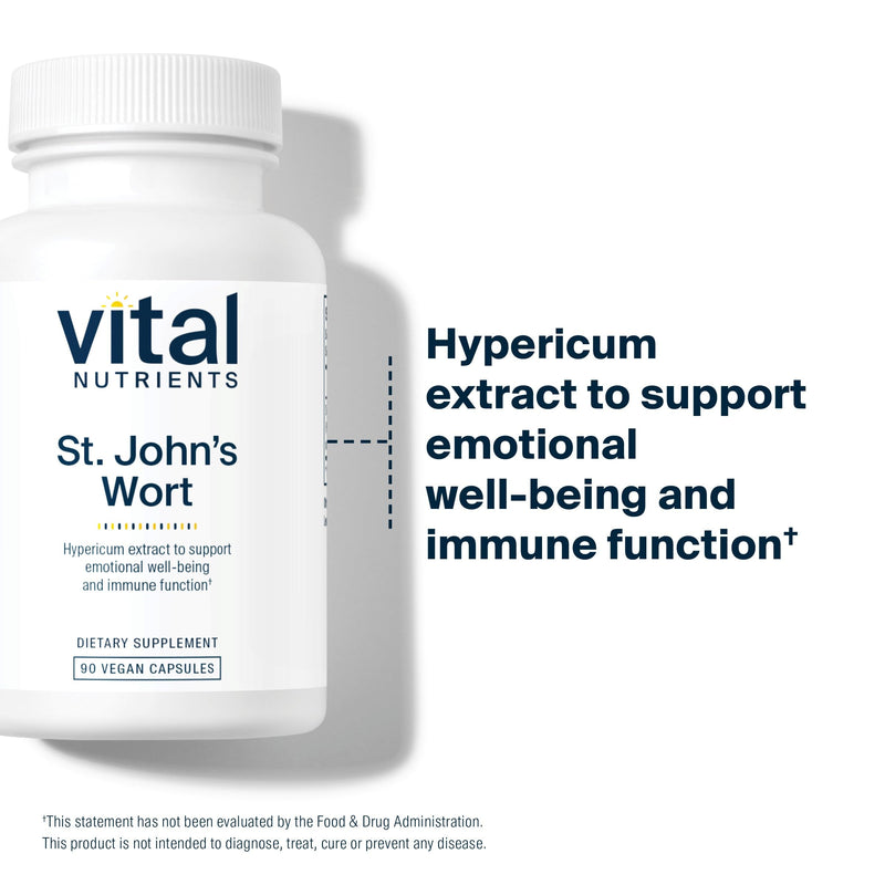 [Australia] - Vital Nutrients St John's Wort 300mg | Vegan Supplement to Promote Overall Well-being and Healthy Outlook* | Potent .3% | Gluten, Dairy and Soy Free | Non-GMO | 90 Capsules 