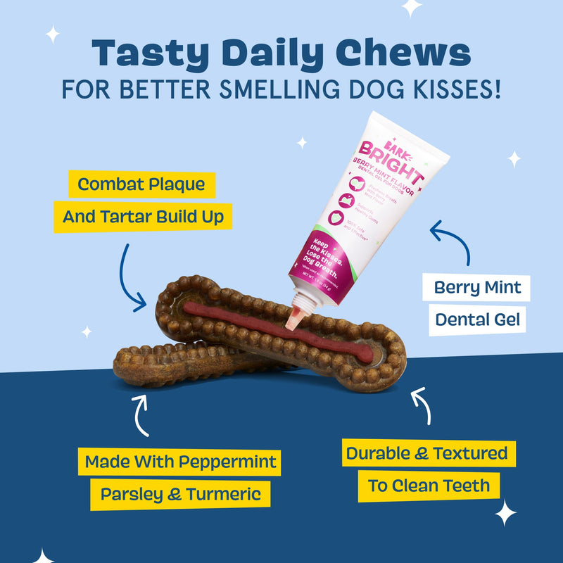 [Australia] - Barkbox Bright Durable Dental Kit, 15 Chew Sticks & Toothpaste - Medium Breeds (Berry Mint Flavored) 