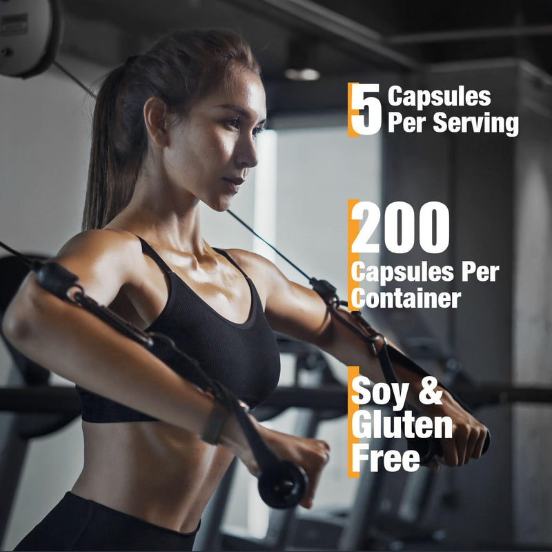 [Australia] - Micronized Creatine Monohydrate Capsules 200G, 200 Creatine Capsules Supplement for Muscle, Strength, Performance, Energy, Recovery, Gluten Free Creatine for Women and Men (40 Servings) 200 Count (Pack of 1) 