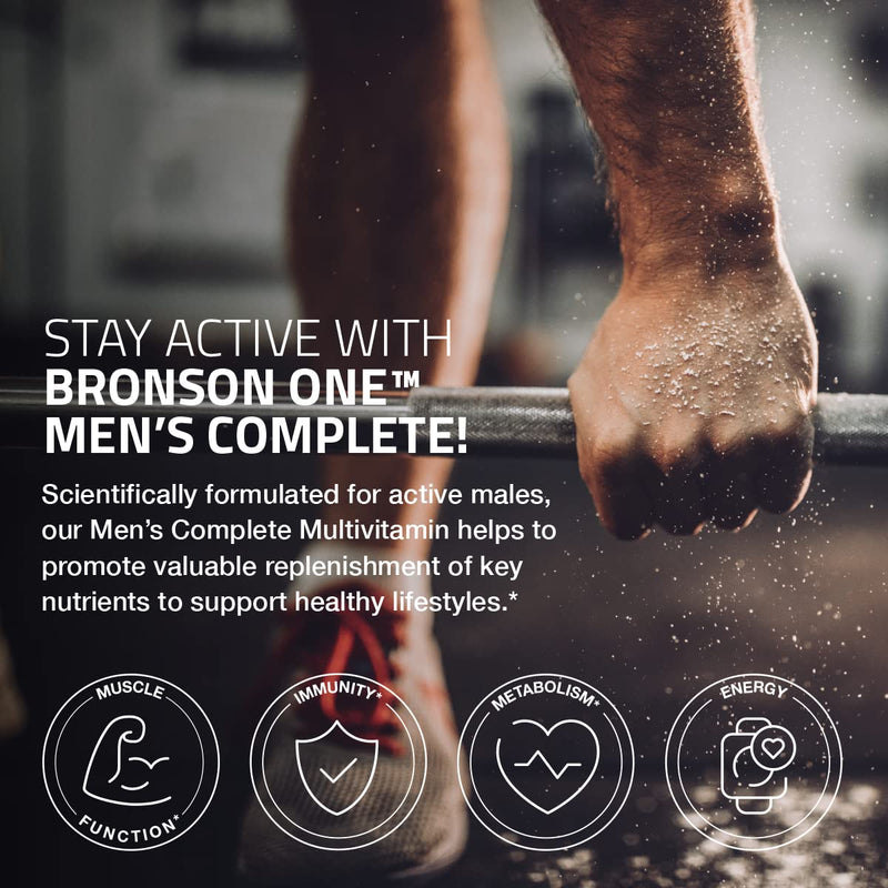 Bronson ONE Daily Men's Complete Multivitamin Multimineral, 180 Tablets | Once-Daily, Targeted Nutrition For Active Men, Wellness, Vitality, Energy & Endurance Support with Lycopene & Boron 180 Count (Pack of 1) Men's Vitamin