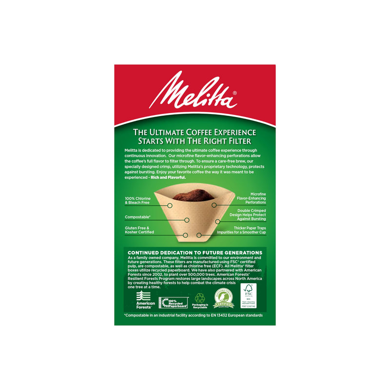 [Australia] - Melitta #2 Cone Coffee Filters, Unbleached Natural Brown, 100 Total Filters Count - Packaging May Vary 