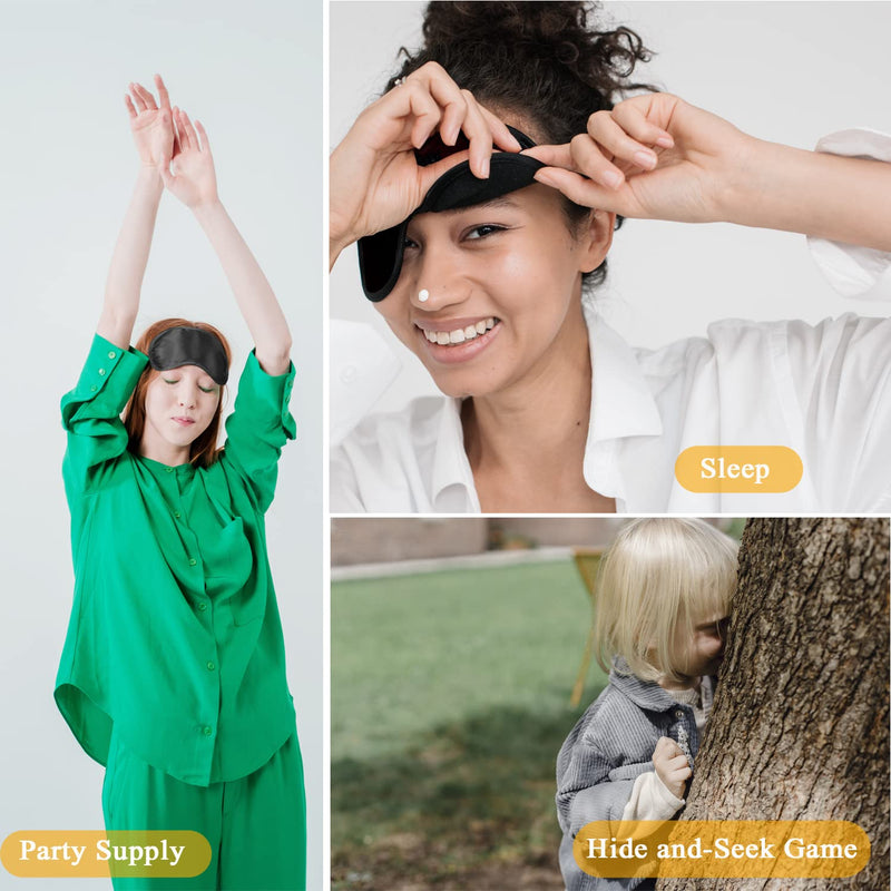 [Australia] - 6 Pack Blindfold Eye Mask Cover Sleep Mask for Party Games Travel Sleep Team Build Party Supply with Adjustable Strap for Women Men Kids, Black 1 Count (Pack of 6) 
