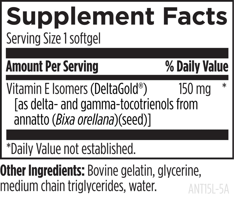Designs for Health Annatto-E 150mg Tocotrienols - DeltaGold Vitamin E Complex Supplement with Delta + Gamma Tocotrienols - Cardiovascular, Healthy Aging + Antioxidant Support - Non-GMO (60 Softgels) 60 Count (Pack of 1)