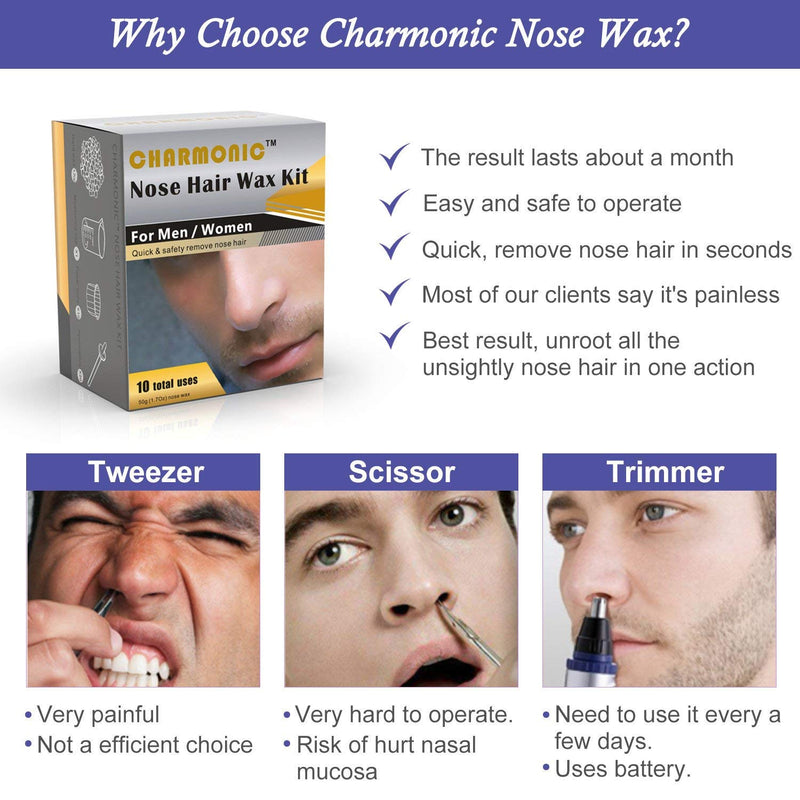 [Australia] - Nose Wax Kit for Men and Women, Nose Hair Removal Wax for Charmonic (50 grams / 10 times usage count) 50g 