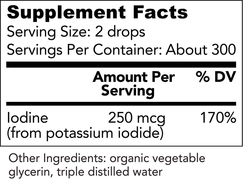 [Australia] - USDA Organic Potassium Iodide 250 mcg Liquid Supplement (6 Month Supply) - Supports The Thyroid Gland and Helps Exposure & Low Levels of Iodine - More Bioavailable Than Iodine Tablets, Pills - 1 Fl Oz Unflavored 1 Fl Oz (Pack of 1) 