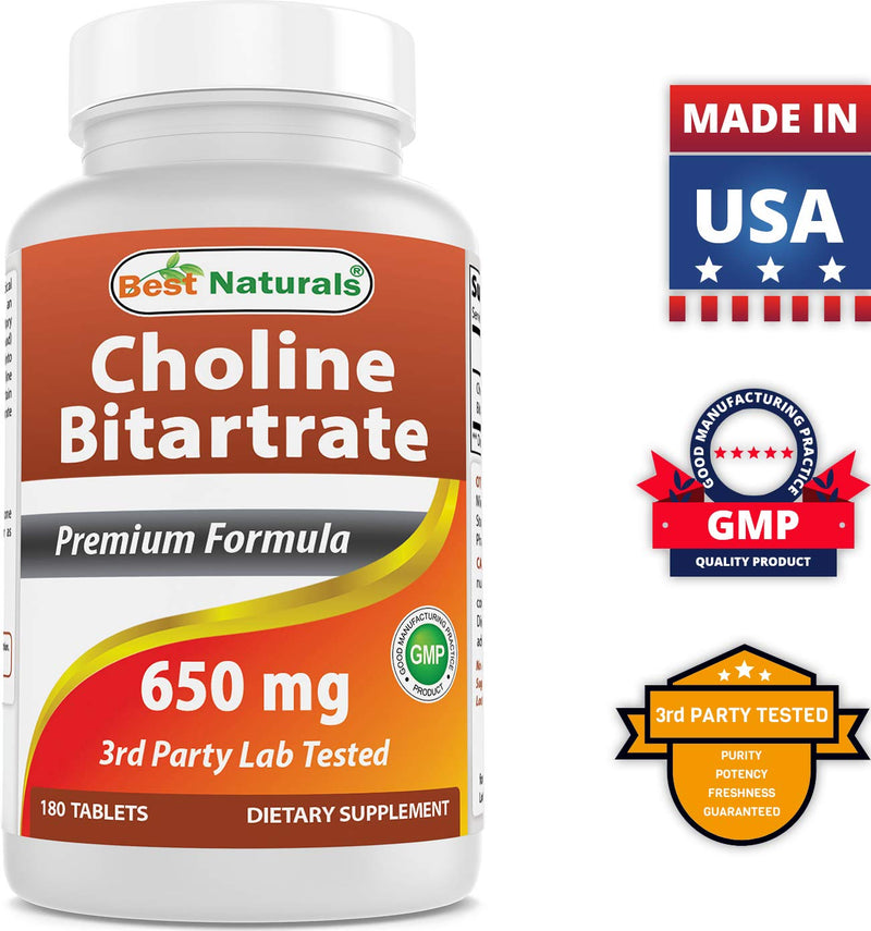 Best Naturals Choline Bitartrate 650 mg & L-Theanine 200mg