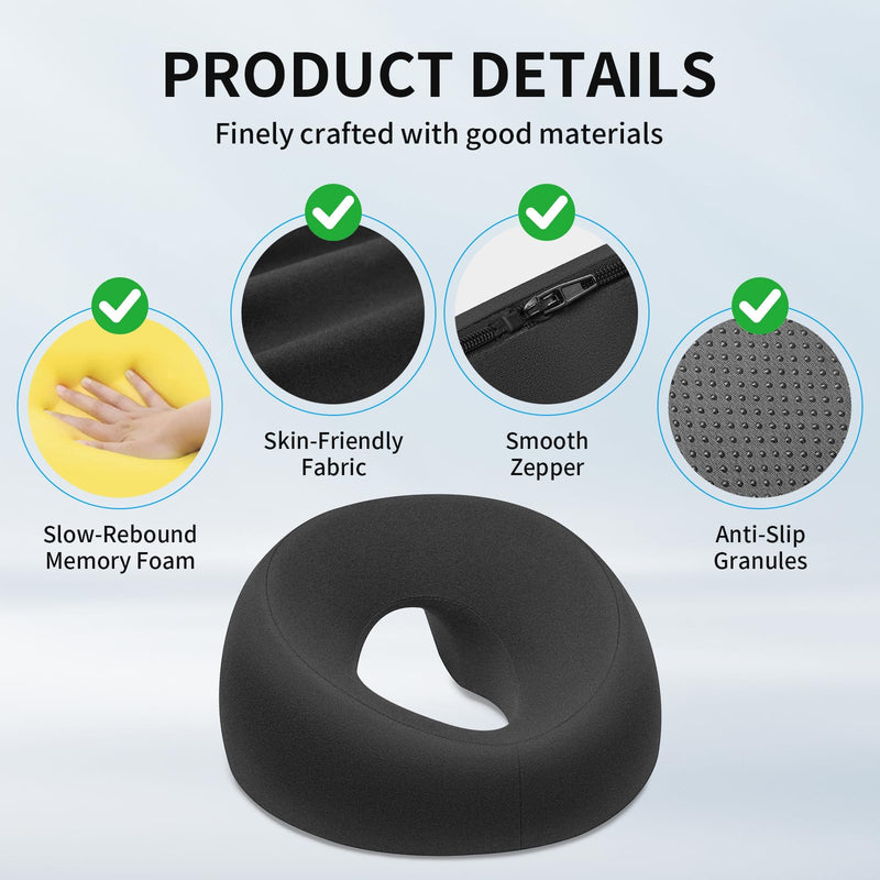 [Australia] - Face Down Pillow for Massage - Eye Surgery Face Pillow， Suitable for Massage Beds and Home Sleep， with Memory Foam， and Removable Pillowcase (Dark Gray) Dark Gray 