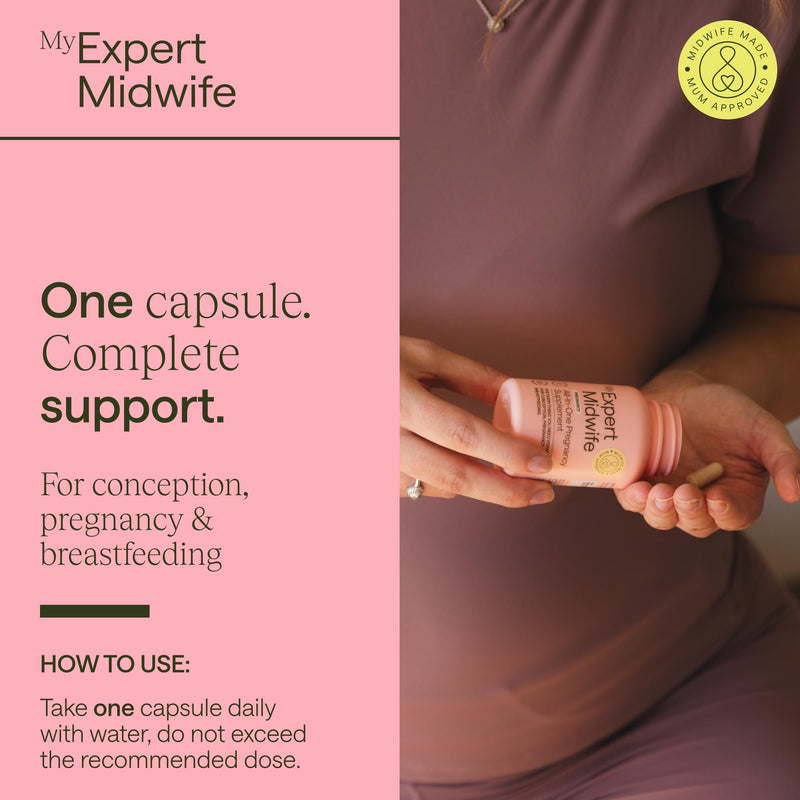 My Expert Midwife All in One Pre-Conception & Pregnancy Women's Vegan Supplements, 12 Essential Prenatal Vitamins & Minerals, 30 Capsules, 1 Months Supply 30 count (Pack of 1)