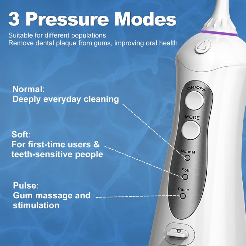 [Australia] - Water Flosser Cordless Teeth Pick: Portable Adults Dental Oral Irrigator for Travel Flossers Cleaning Picks 300ML Grey 